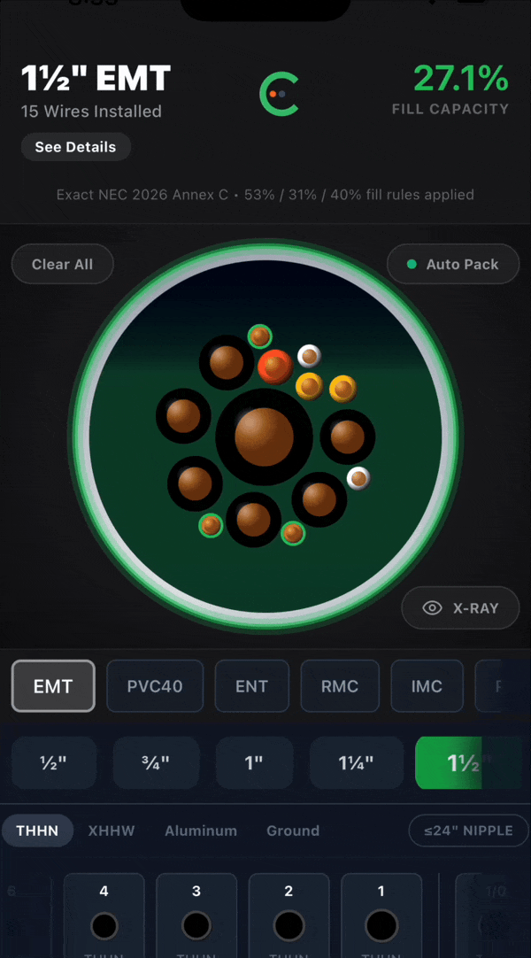 ConduitLab Mini-CAD Conduit Fill Visualizer Demo